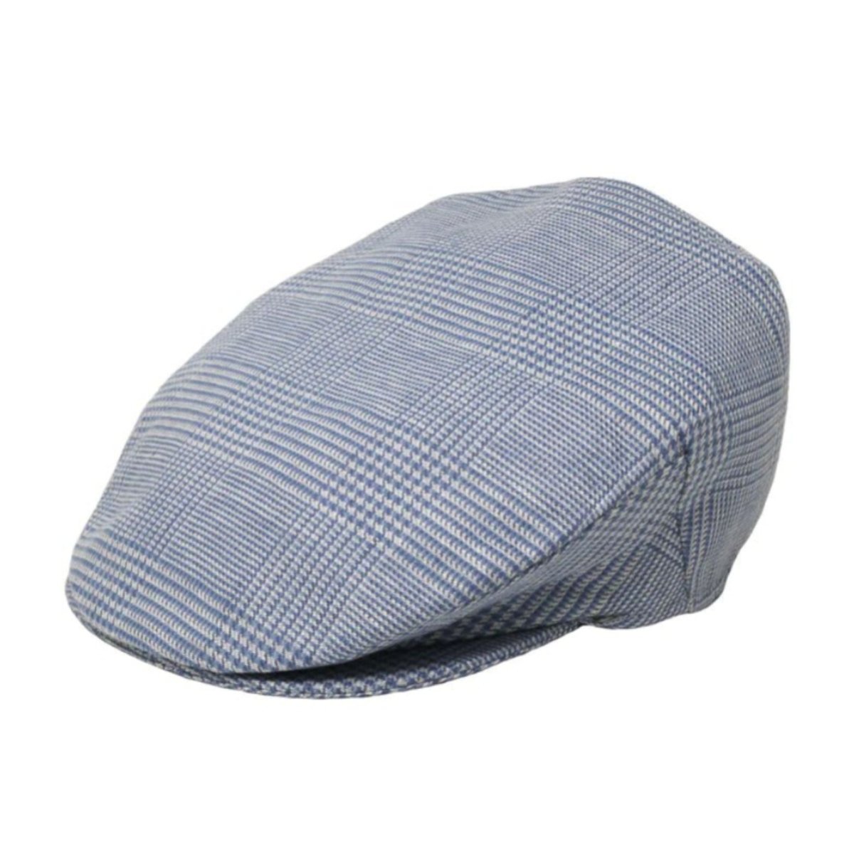Hanna Hats Linen Donegal Touring Cap - Sky Blue and White Check - The Celtic Gift Store - Hats