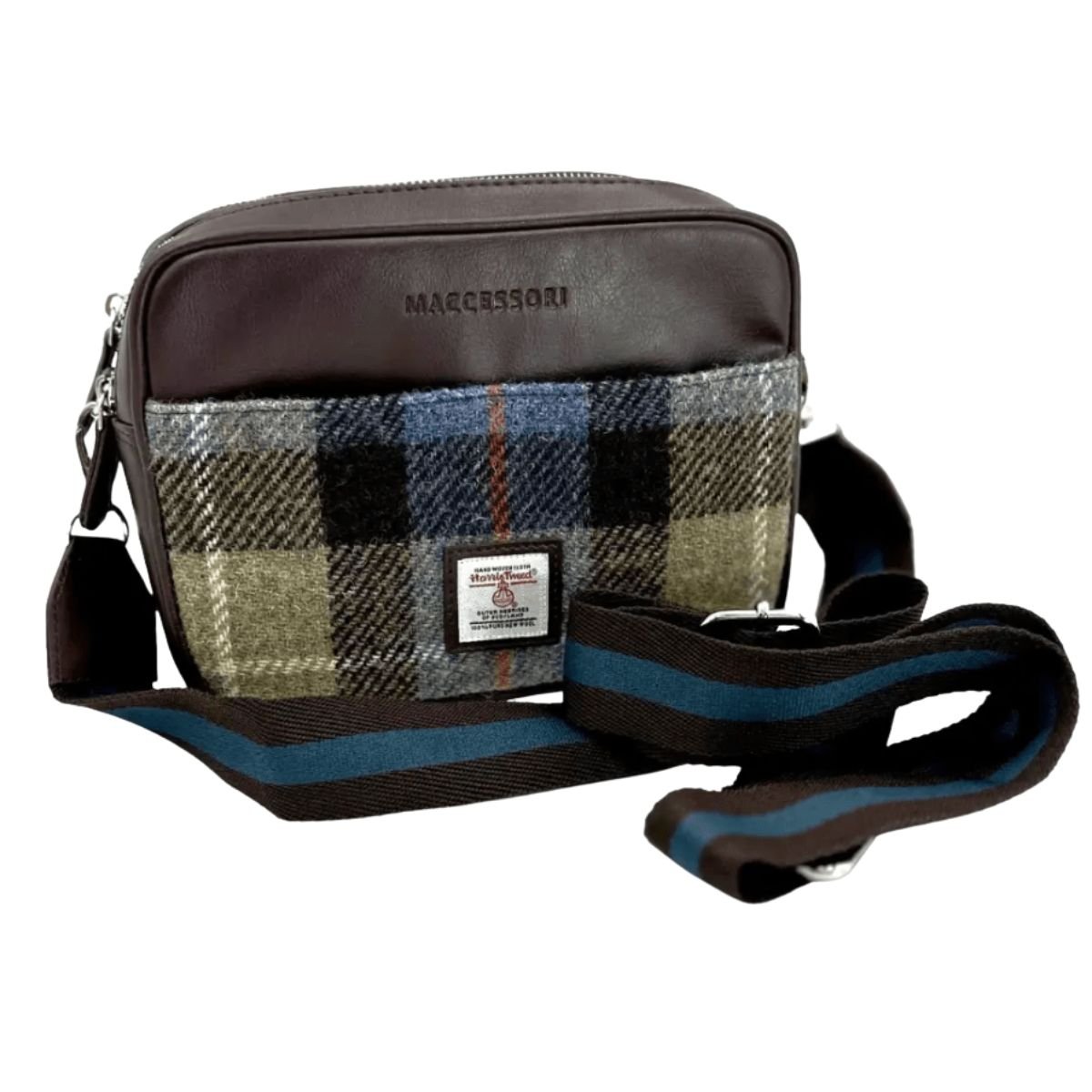 Harris Tweed Camera Bag - Blue and Brown Plaid