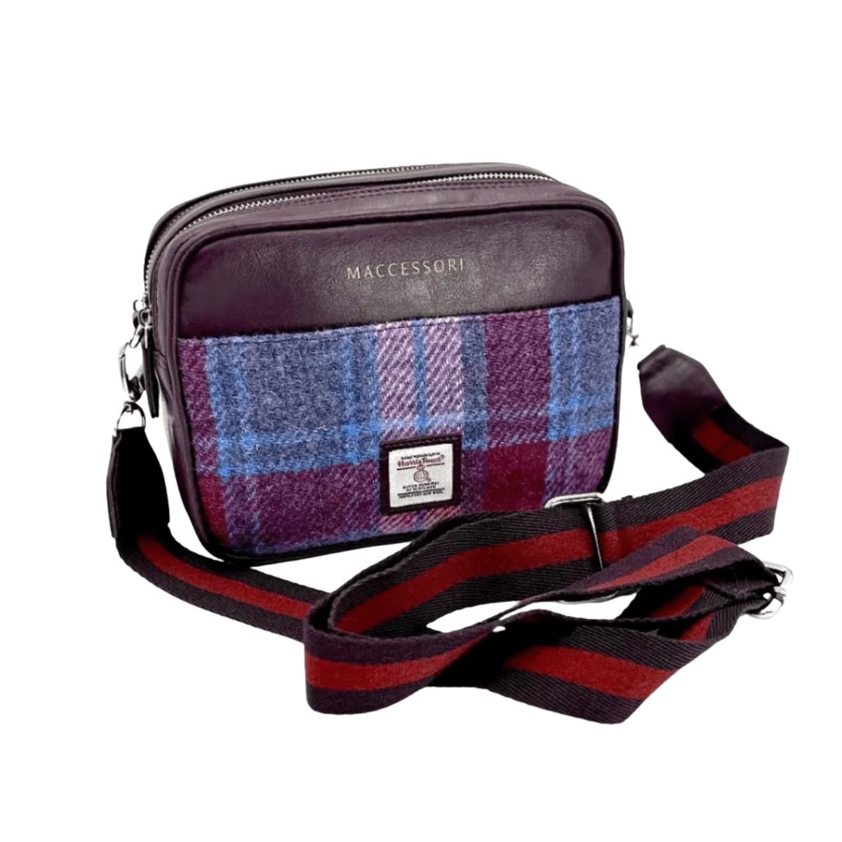 Harris Tweed Camera Bag - Pink and Blue Tartan