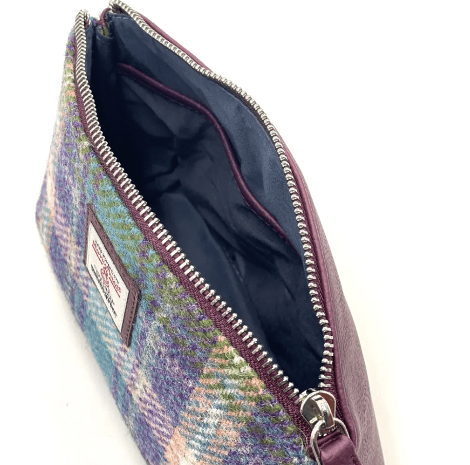 Harris Tweed Cosmetic Bag - Green and Purple Plaid - The Celtic Gift Store - Apparel & Accessories