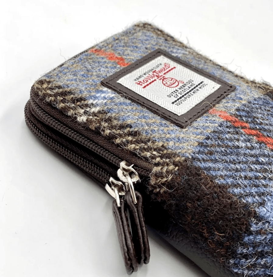 Harris Tweed Double Glasses Sleeve - Blue and Brown Plaid - The Celtic Gift Store - Apparel & Accessories