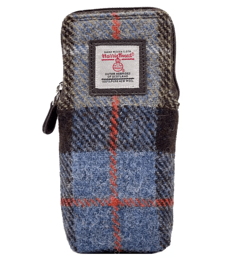 Harris Tweed Double Glasses Sleeve - Blue and Brown Plaid - The Celtic Gift Store - Apparel & Accessories