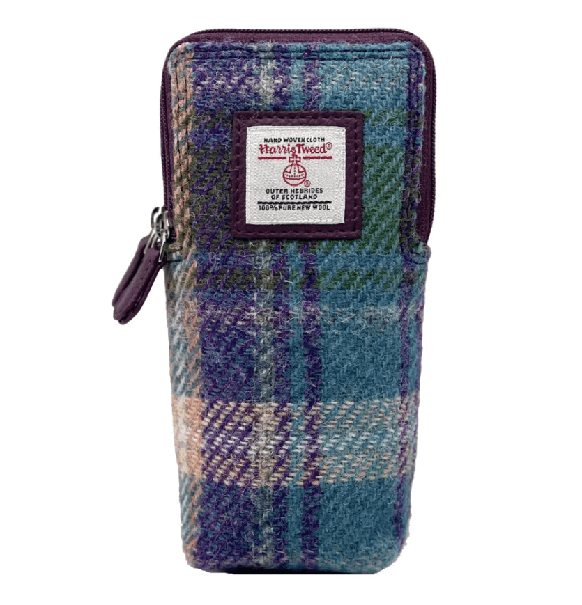 Harris Tweed Double Glasses Sleeve - Green and Purple Plaid - The Celtic Gift Store - Apparel & Accessories
