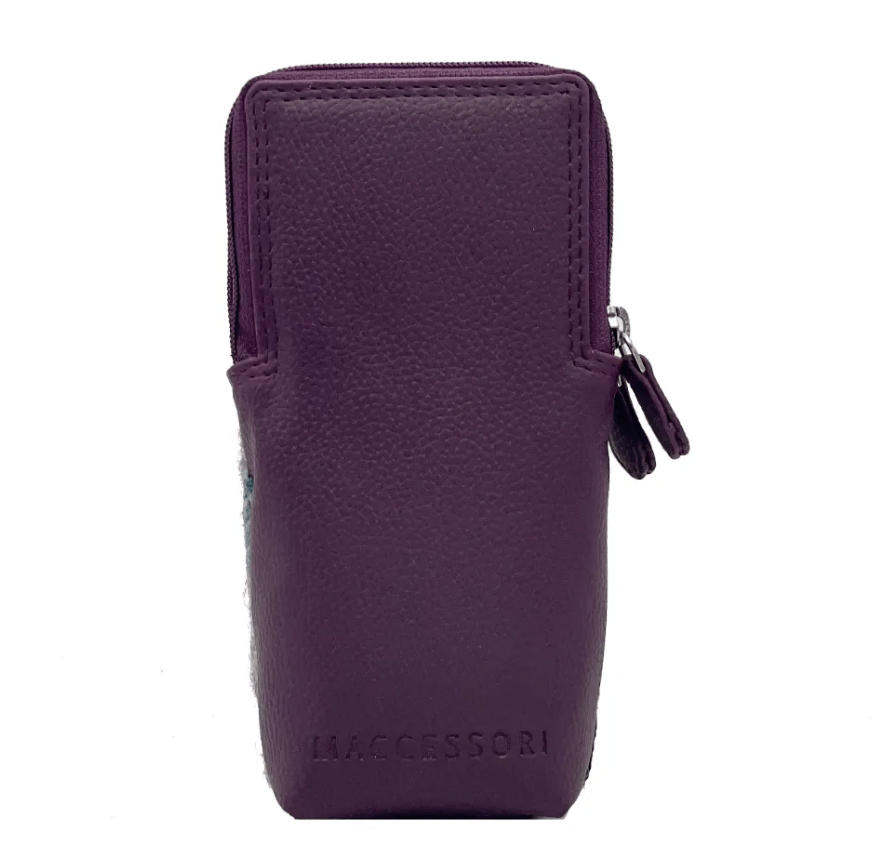 Harris Tweed Double Glasses Sleeve - Green and Purple Plaid - The Celtic Gift Store - Apparel & Accessories