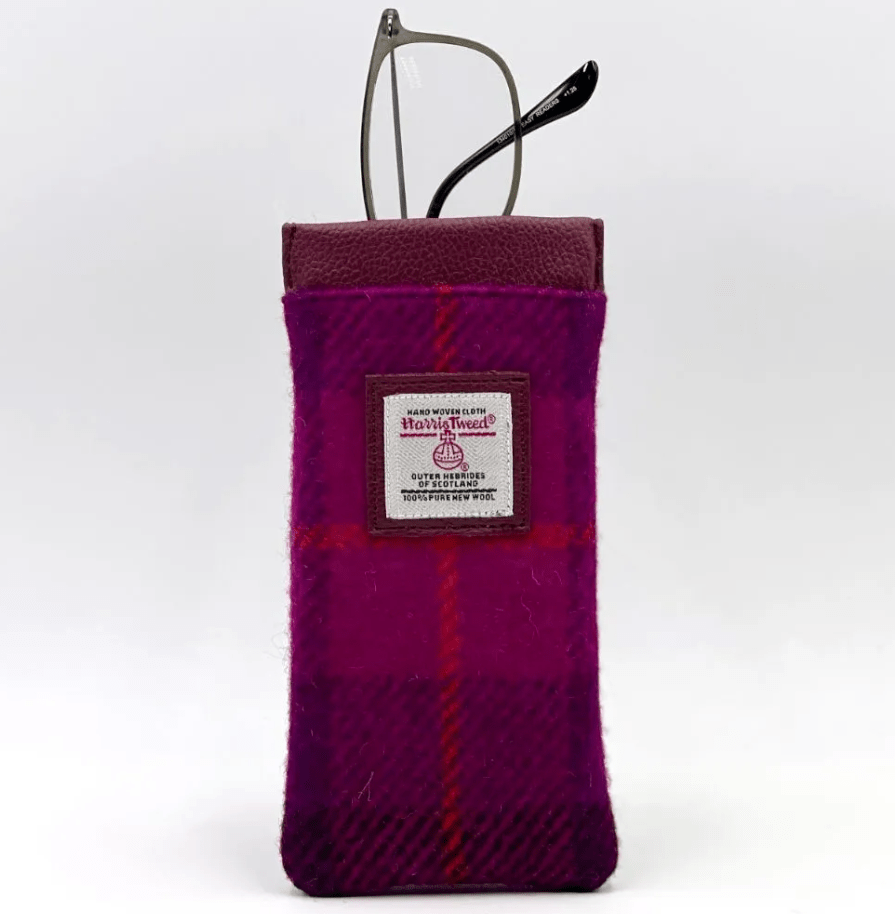 Harris Tweed Glasses Sleeve - Fuchsia Tartan - The Celtic Gift Store - Apparel & Accessories