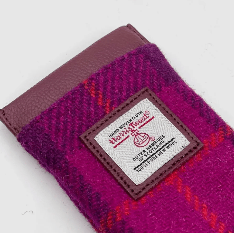 Harris Tweed Glasses Sleeve - Fuchsia Tartan - The Celtic Gift Store - Apparel & Accessories