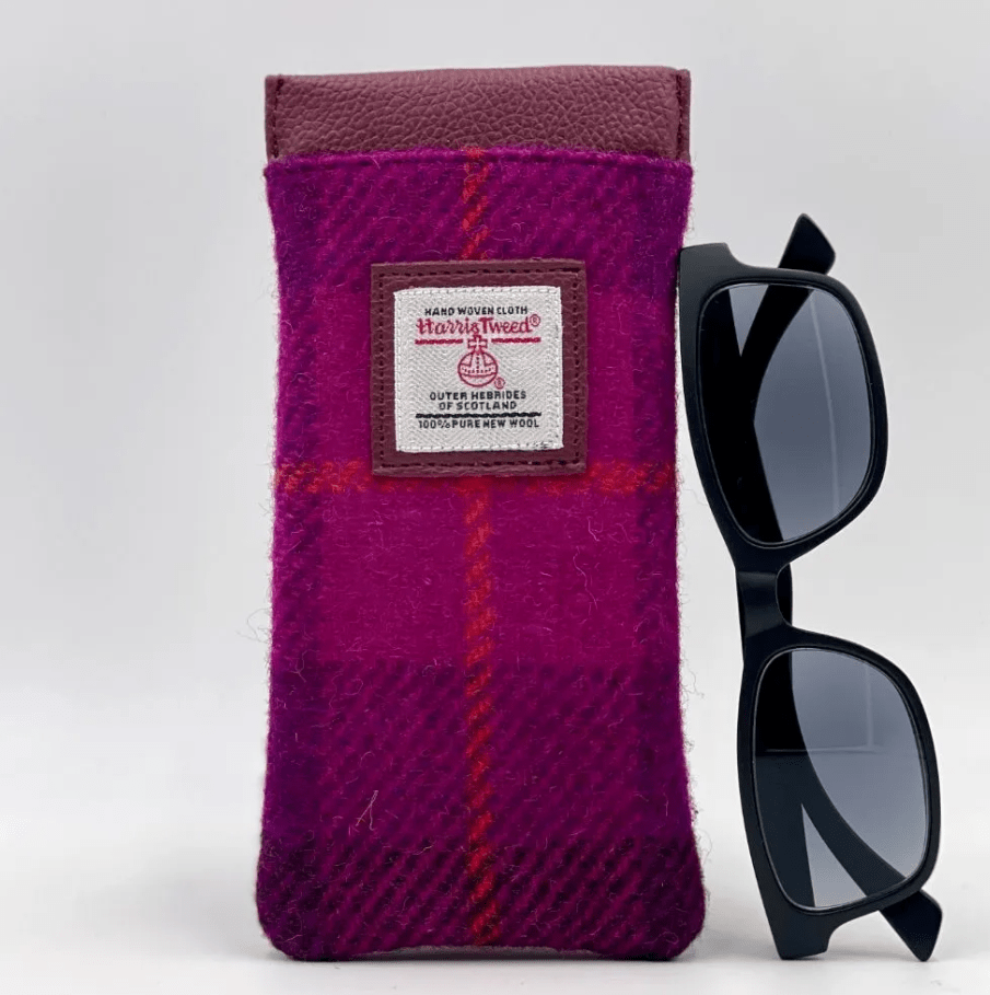 Harris Tweed Glasses Sleeve - Fuchsia Tartan - The Celtic Gift Store - Apparel & Accessories