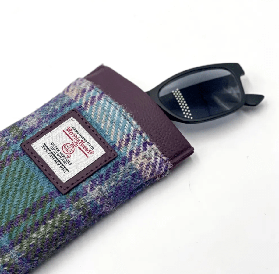 Harris Tweed Glasses Sleeve - Green and Purple Plaid - The Celtic Gift Store - Apparel & Accessories