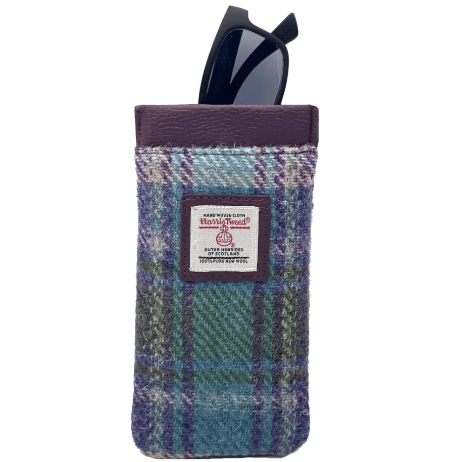Harris Tweed Glasses Sleeve - Green and Purple Plaid - The Celtic Gift Store - Apparel & Accessories