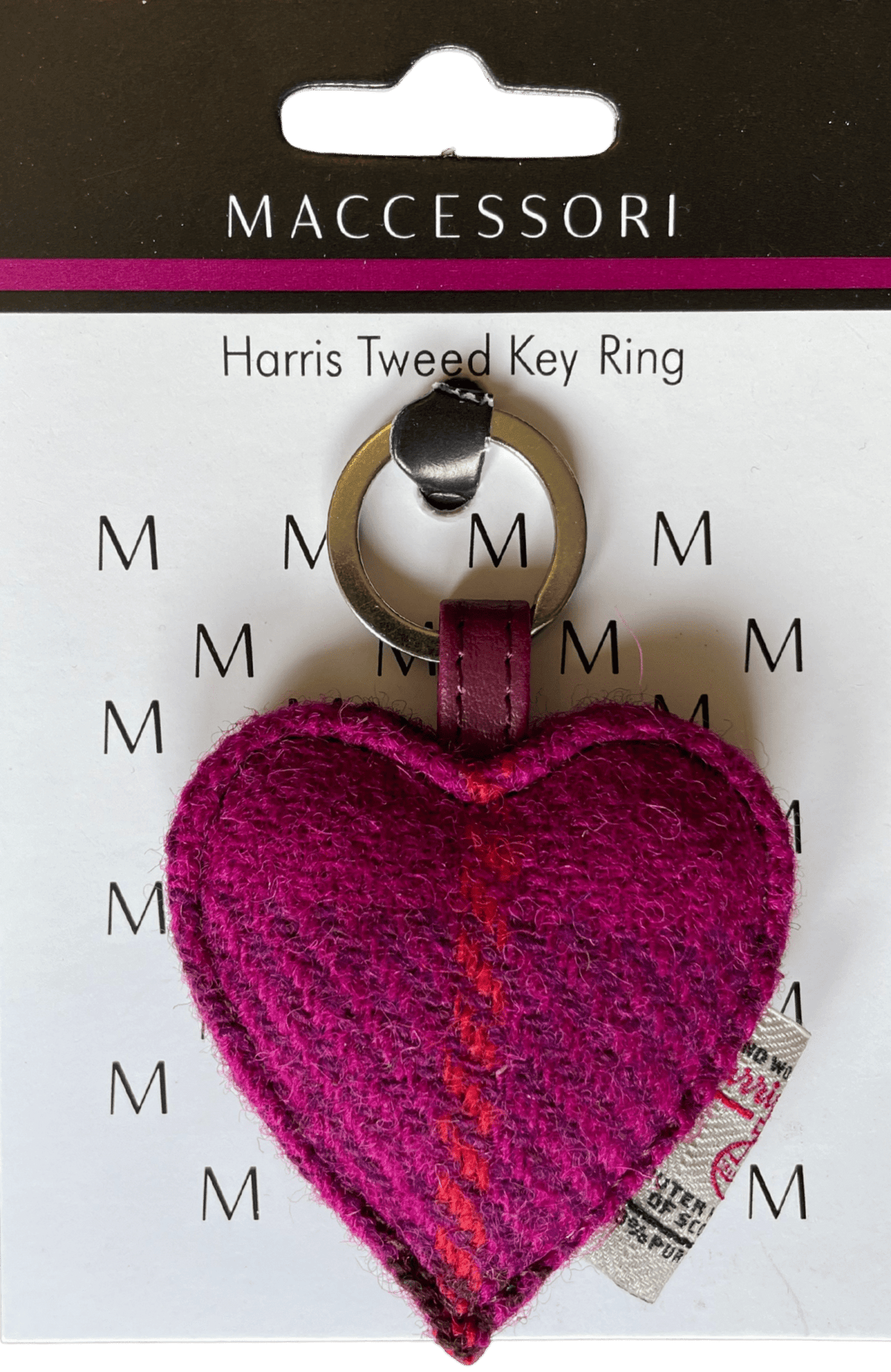Harris Tweed Heart Keyring - Fuchsia Tartan - The Celtic Gift Store - Gift