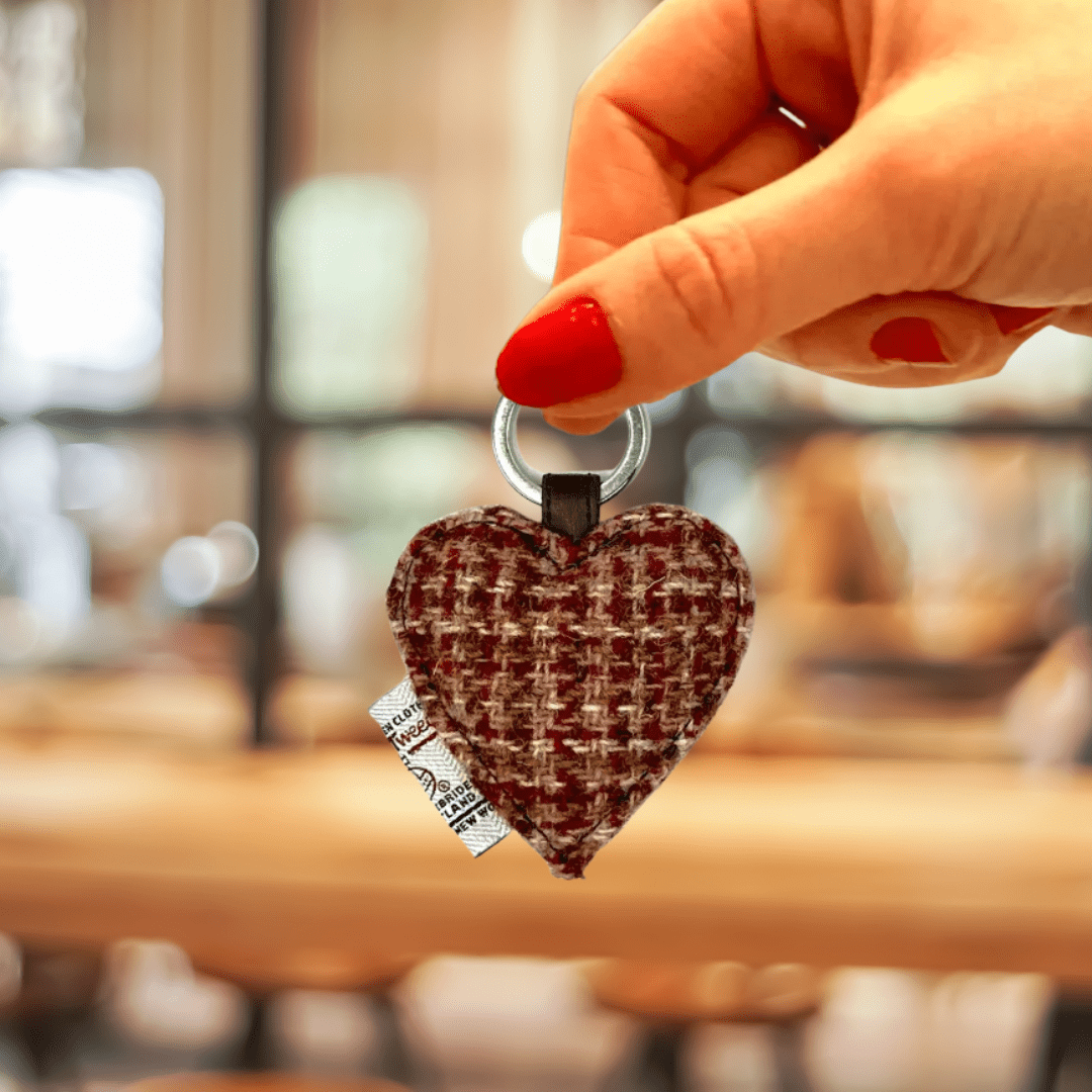 Harris Tweed Heart Keyring - Maple - The Celtic Gift Store - Gift