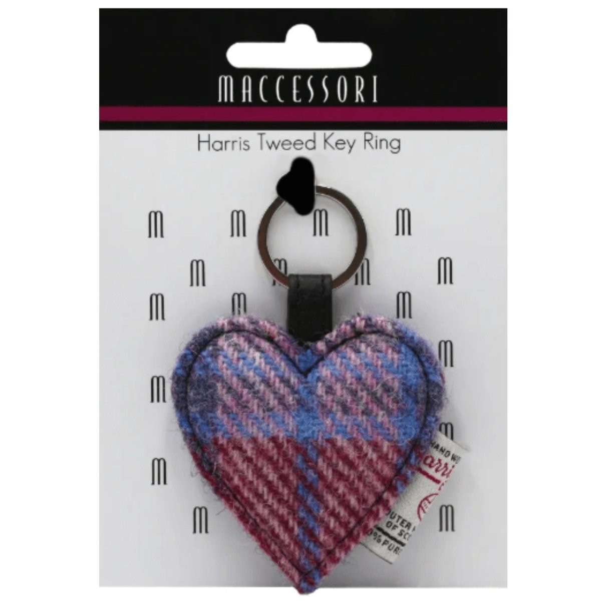 Harris Tweed Heart Keyring - Pink and Blue Tartan - The Celtic Gift Store - Gift