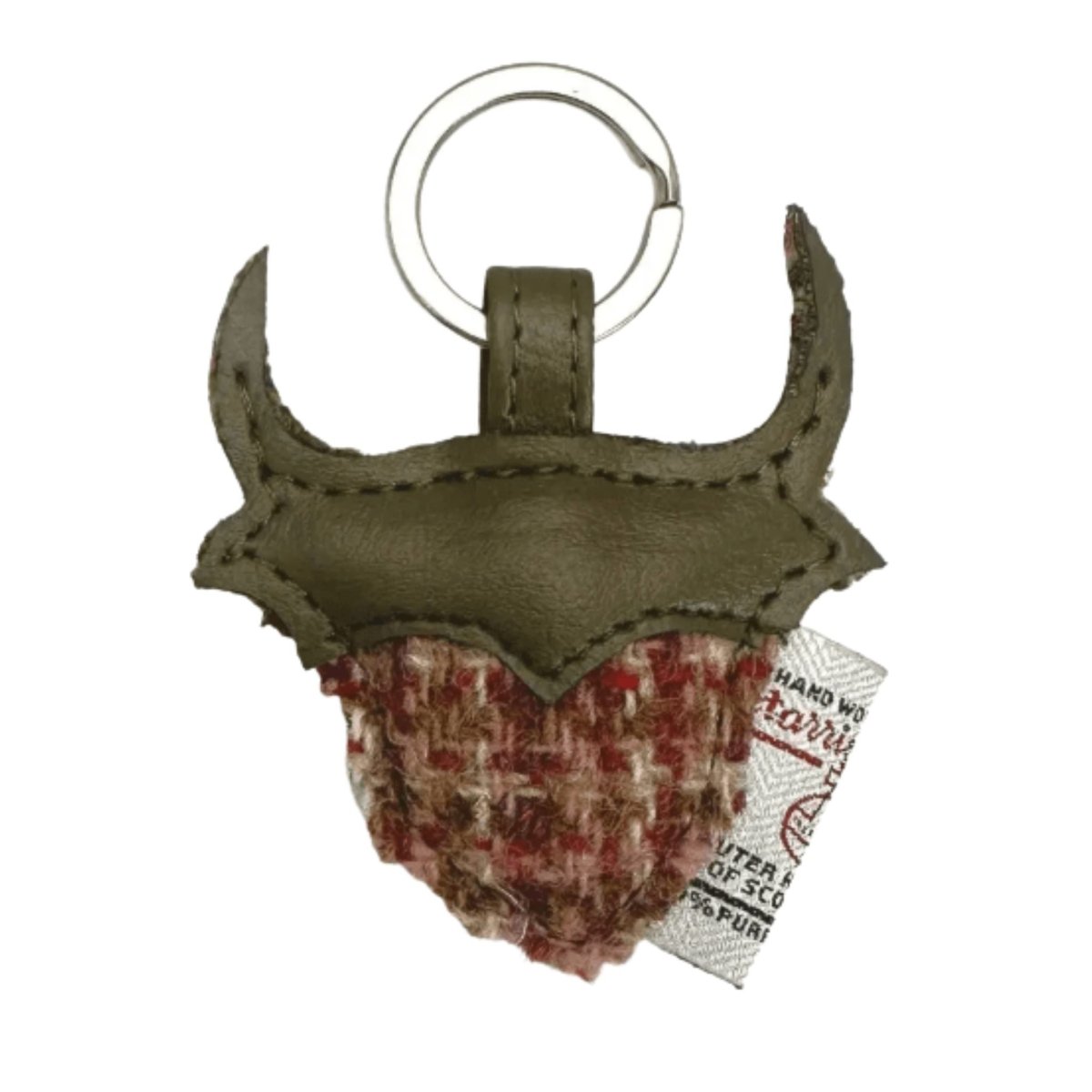 Harris Tweed Highland Cow Keyring - Maple Check - The Celtic Gift Store - Gift