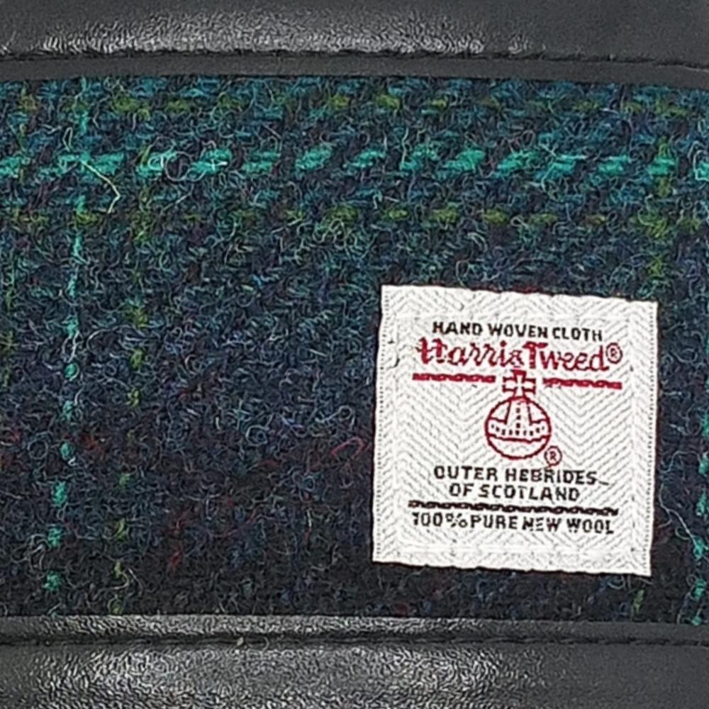 Harris Tweed Hip Flask Gift Set- Blue With Turquoise Overcheck