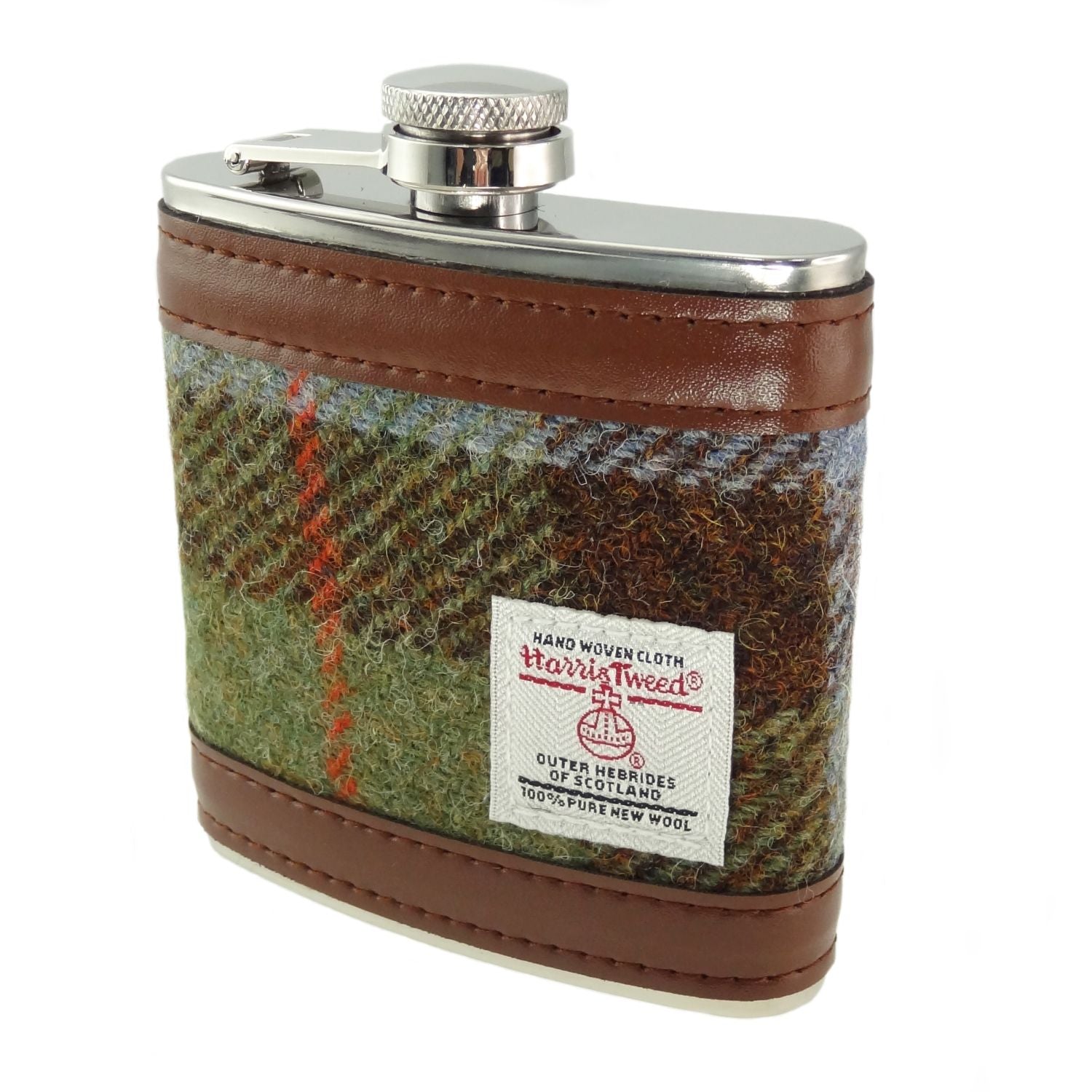 Harris Tweed Hip Flask - MacLeod Tartan - The Celtic Gift Store - Drinkware