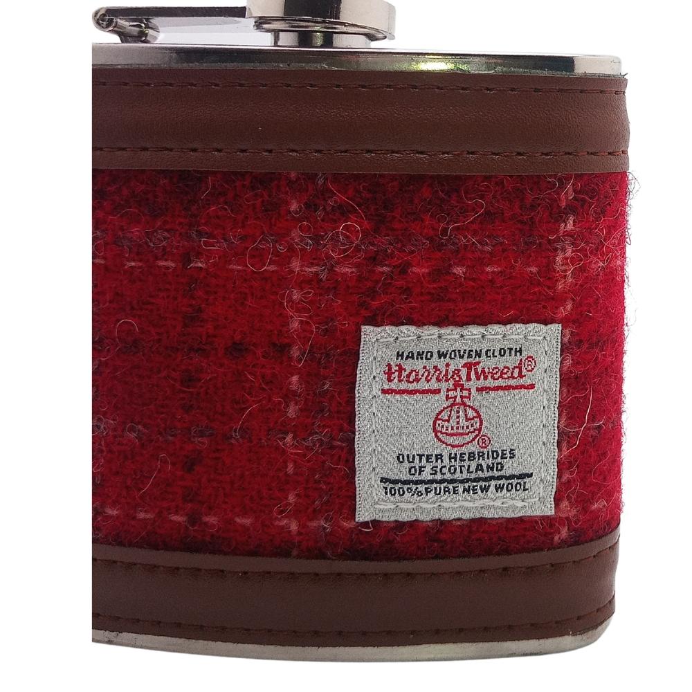 Harris Tweed Hip Flask- Red Check
