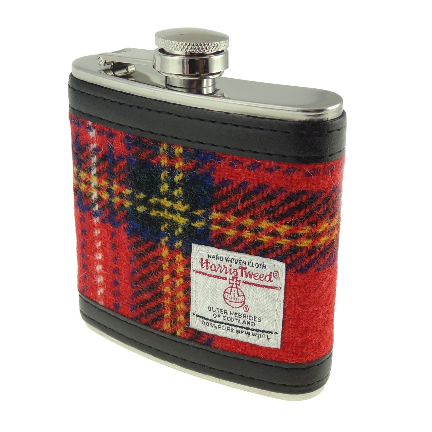 Harris Tweed Hip Flask - Royal Stewart Tartan - The Celtic Gift Store - Drinkware