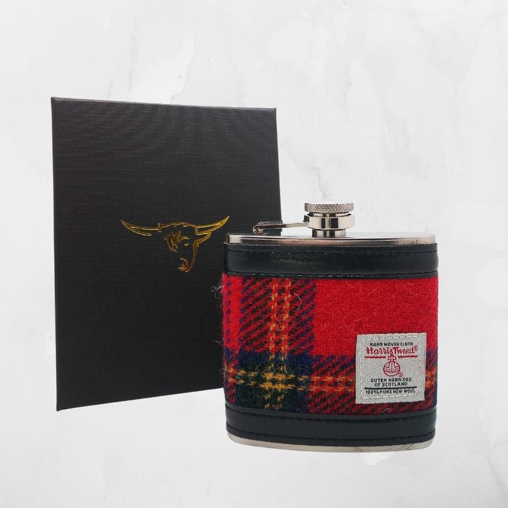 Harris Tweed Hip Flask- Royal Stewart Tartan