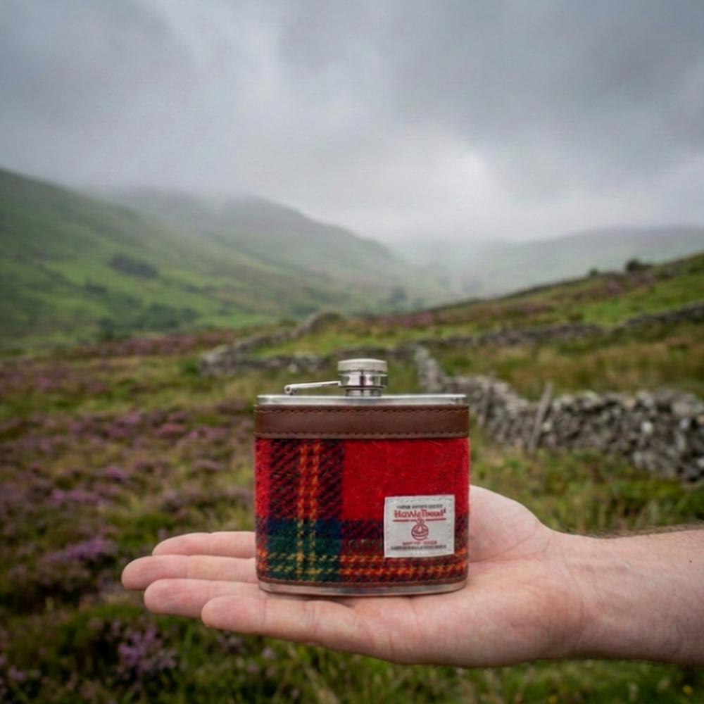 Harris Tweed Hip Flask- Royal Stewart Tartan