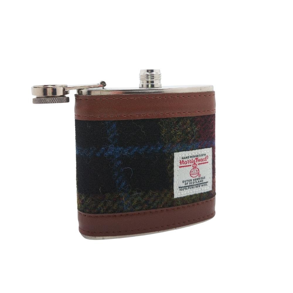 Harris Tweed Hip Flask- Rust Check
