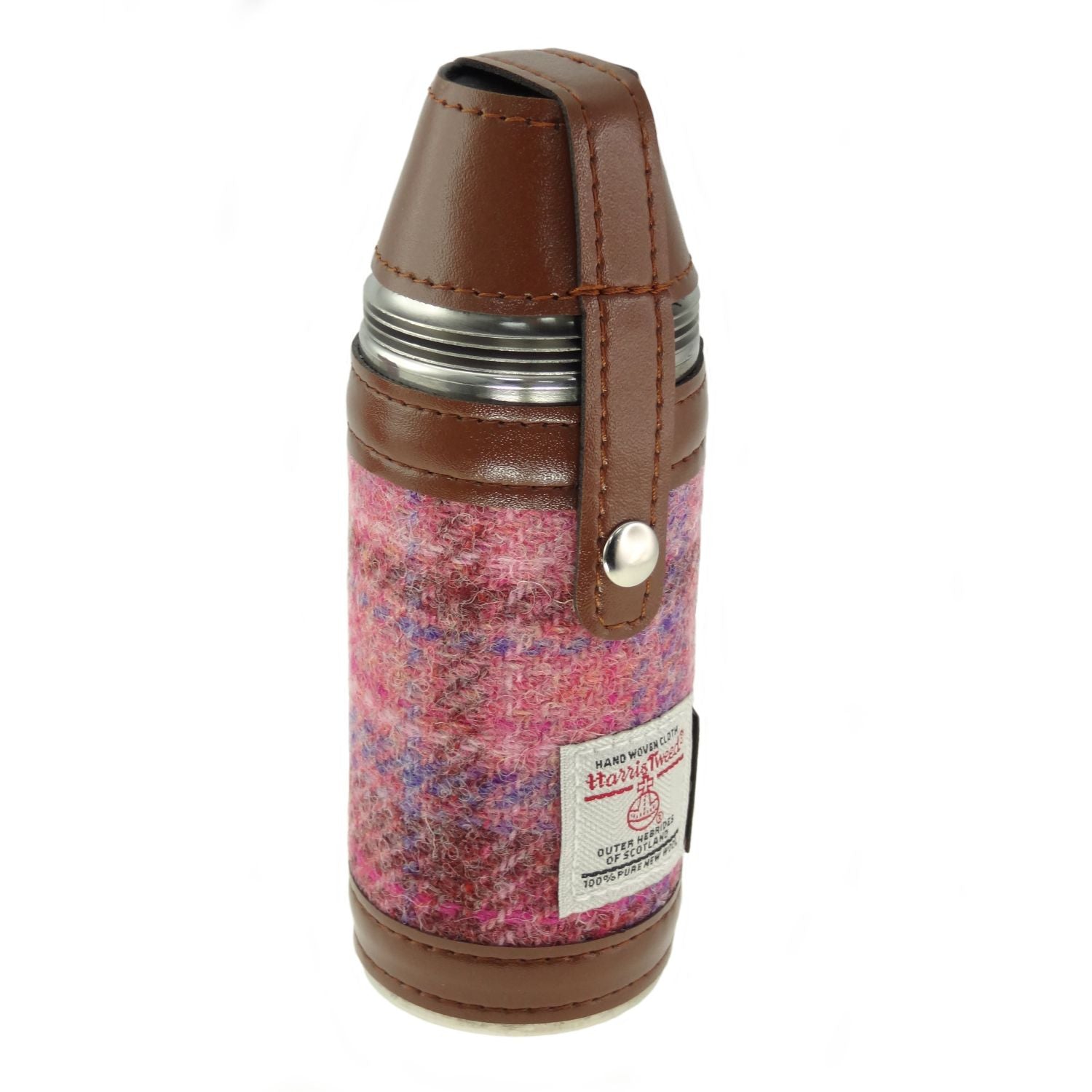 Harris Tweed Hunting Flask with Shot Glasses - Pink Tartan - The Celtic Gift Store - Drinkware