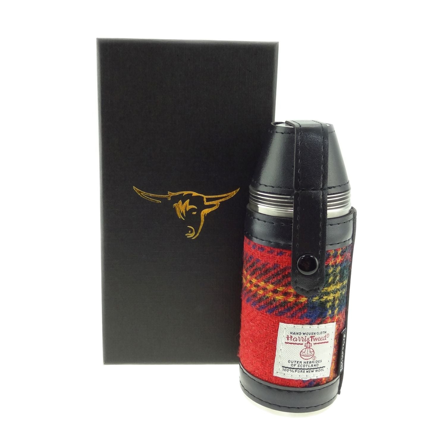 Harris Tweed Hunting Flask with Shot Glasses - Royal Stewart - The Celtic Gift Store - Drinkware