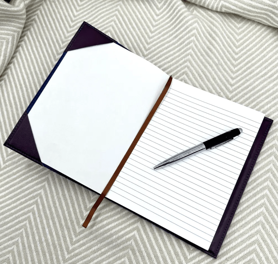 Harris Tweed Notebook - Blue and Brown Plaid - The Celtic Gift Store - Apparel & Accessories