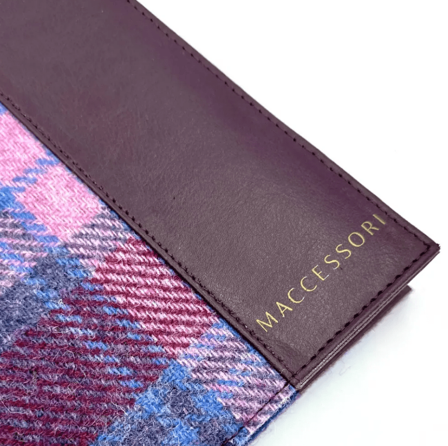 Harris Tweed Notebook - Pink and Blue Tartan - The Celtic Gift Store - Apparel & Accessories