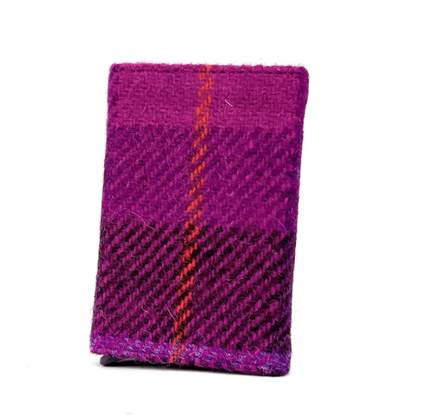 Harris Tweed Pop Up Card Holder - Fuchsia Tartan - The Celtic Gift Store - Apparel & Accessories