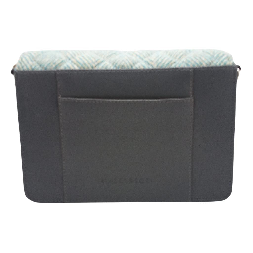 Harris Tweed Quilted Shoulder Bag- Turquoise Herringbone