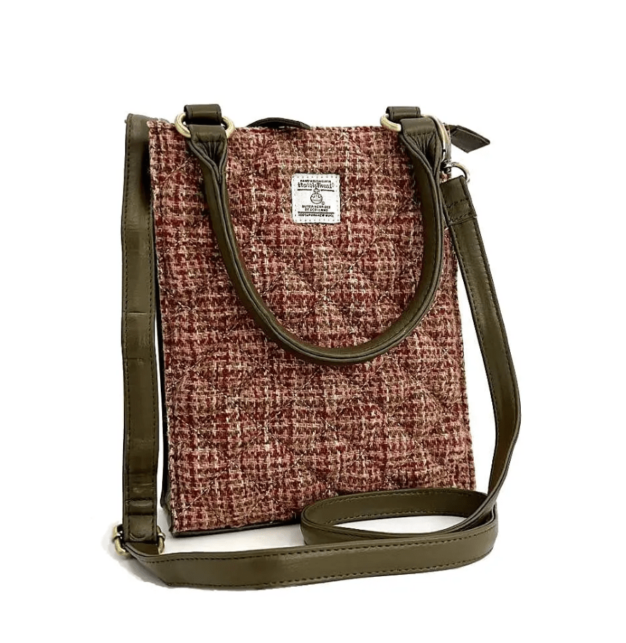 Harris Tweed Quilted Tote Bag - Maple Check - The Celtic Gift Store - Handbags