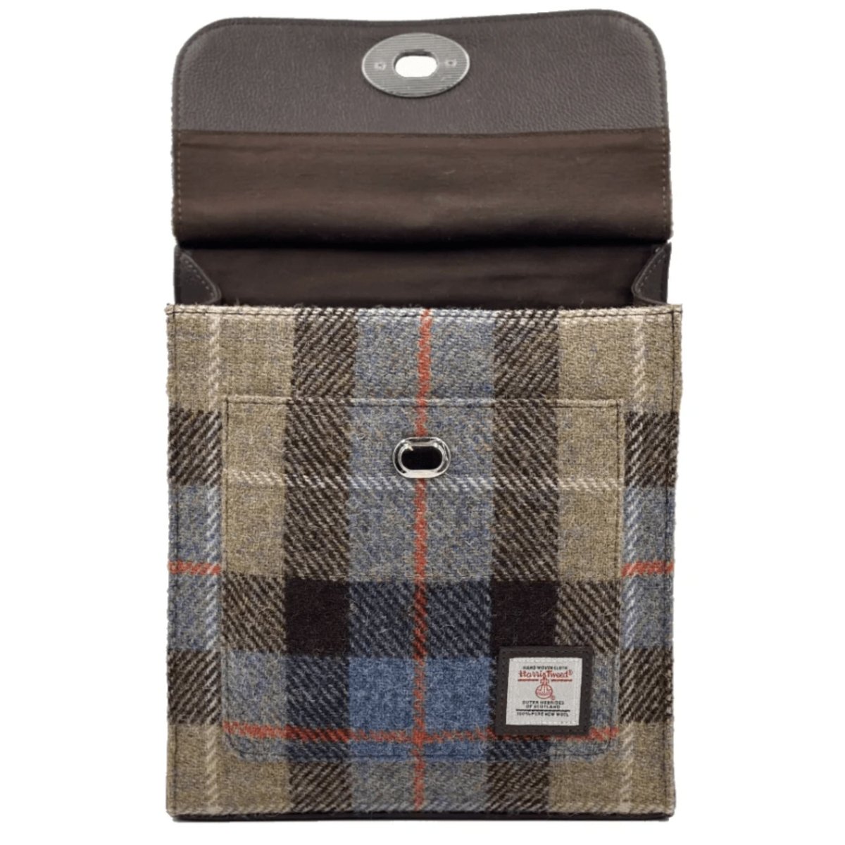 Harris Tweed Satchel Bag - Blue and Brown Plaid - The Celtic Gift Store - Handbags