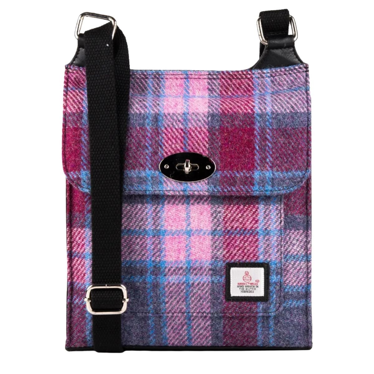 Harris Tweed Satchel Bag - Pink and Blue Tartan