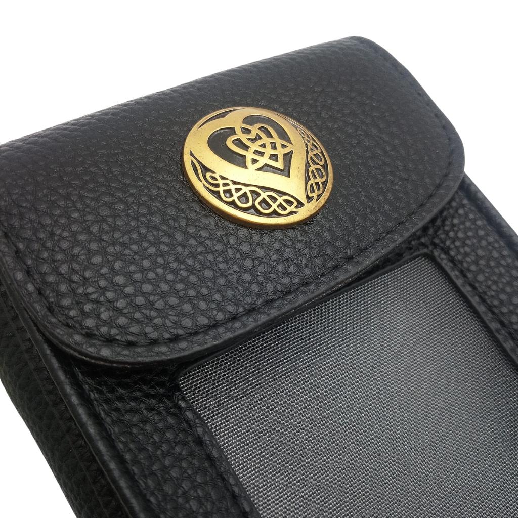 Heart Trinity Cell Phone Wristlet/Crossbody Bag- Black