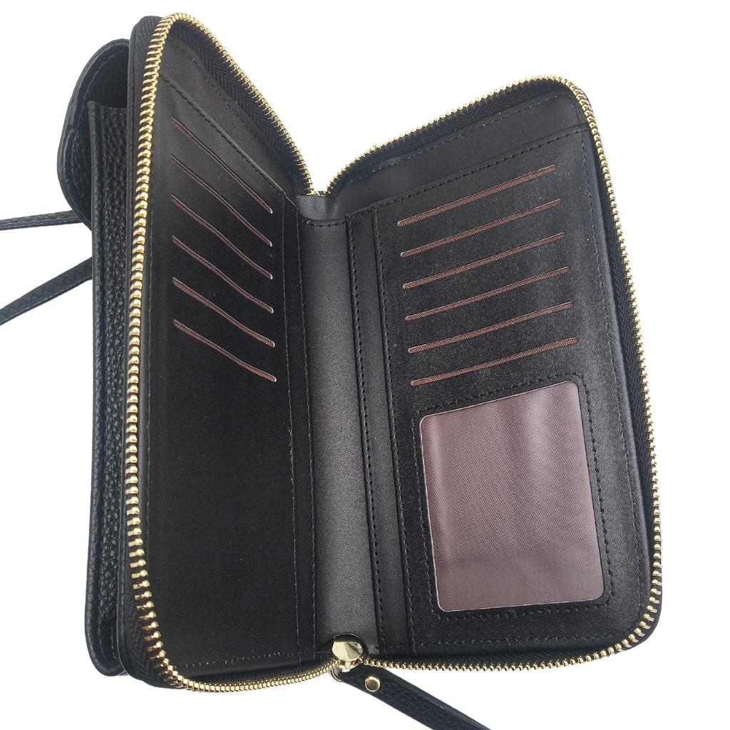 Heart Trinity Cell Phone Wristlet/Crossbody Bag- Black