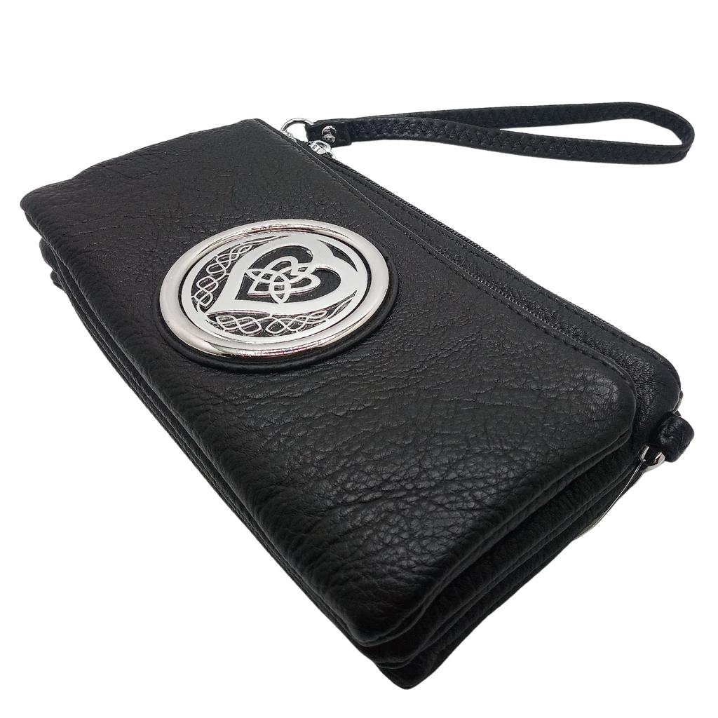 Heart Trinity Tri Zip Pocket Bag- Black
