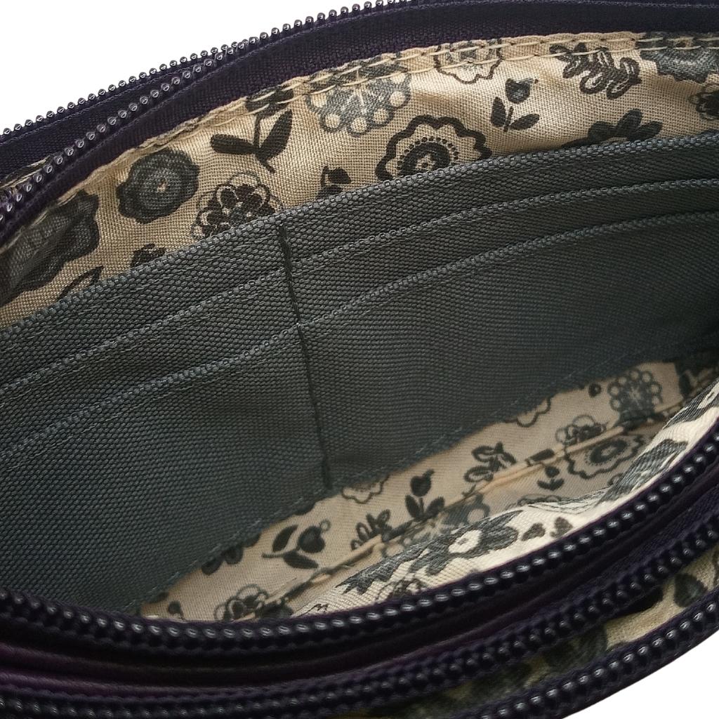 Heart Trinity Tri Zip Pocket Bag- Black