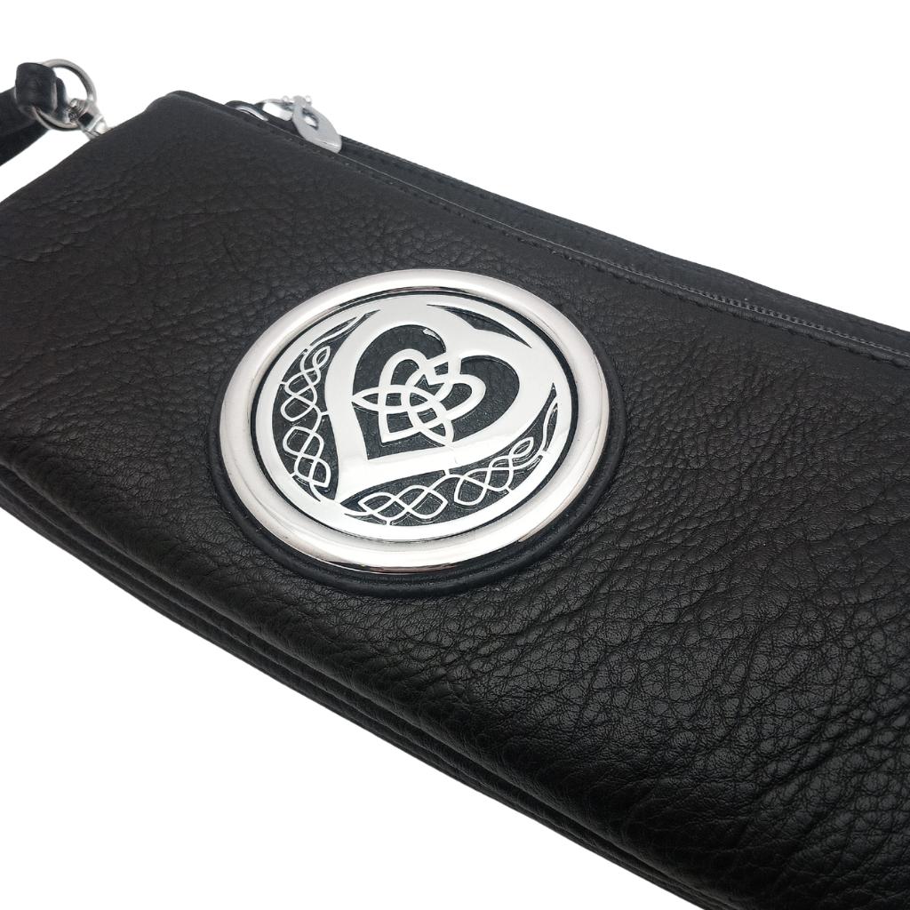 Heart Trinity Tri Zip Pocket Bag- Black