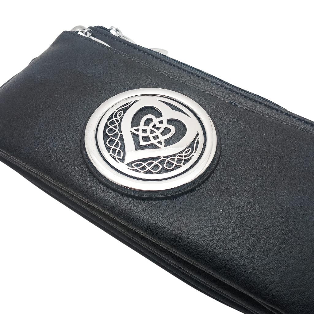 Heart Trinity Tri Zip Pocket Bag- Navy Blue