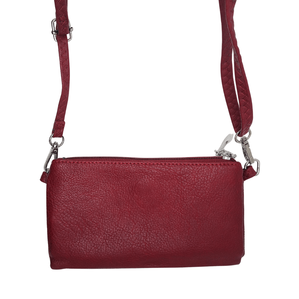 Heart Trinity Tri Zip Pocket Bag- Red