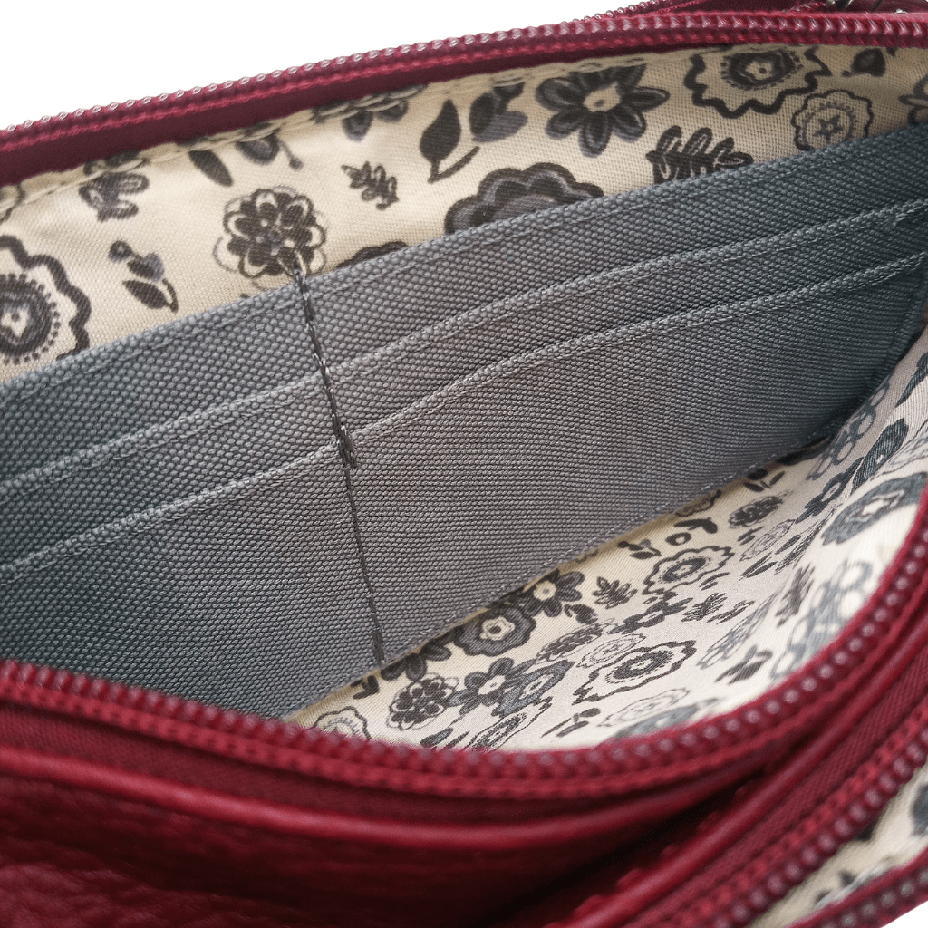 Heart Trinity Tri Zip Pocket Bag- Red