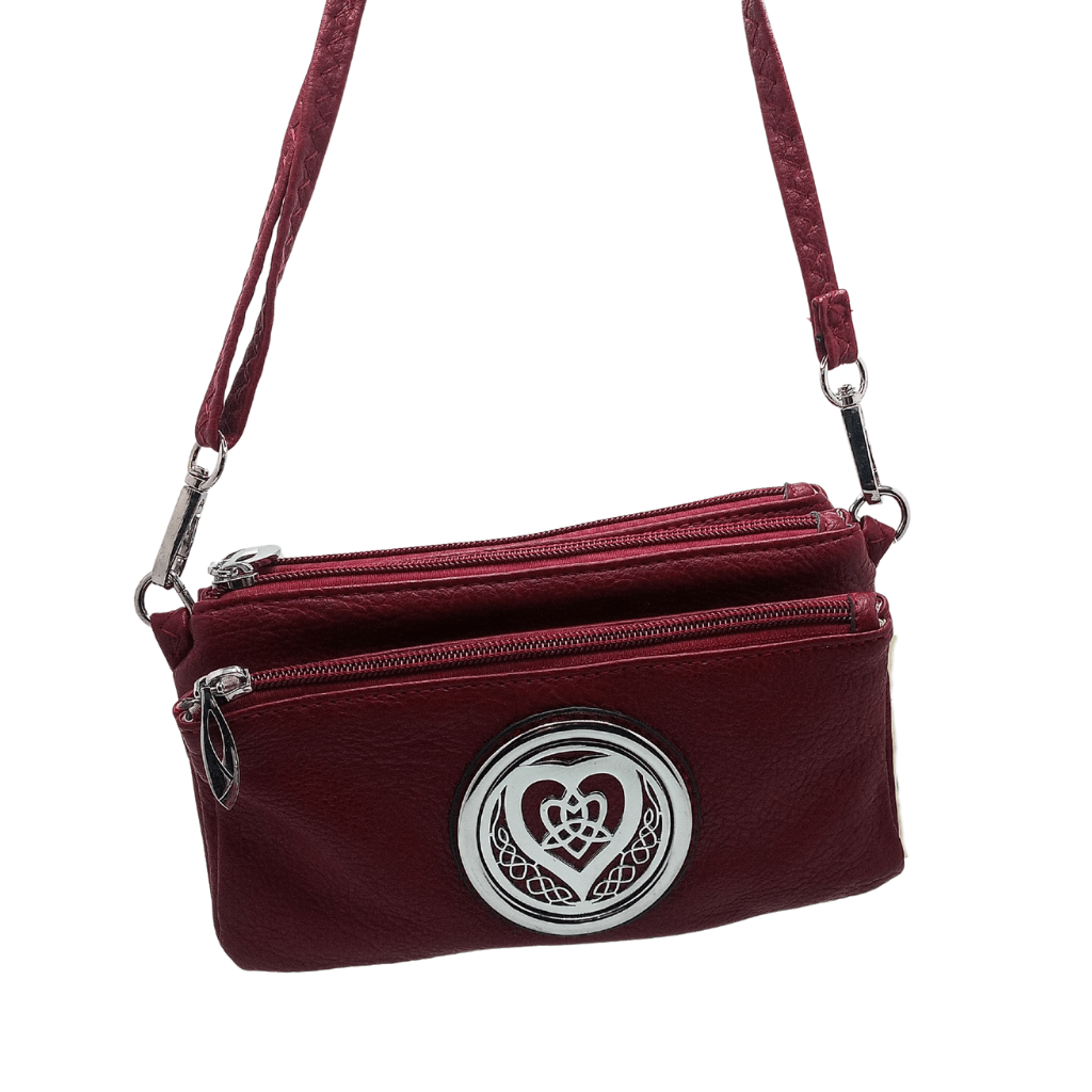 Heart Trinity Tri Zip Pocket Bag- Red