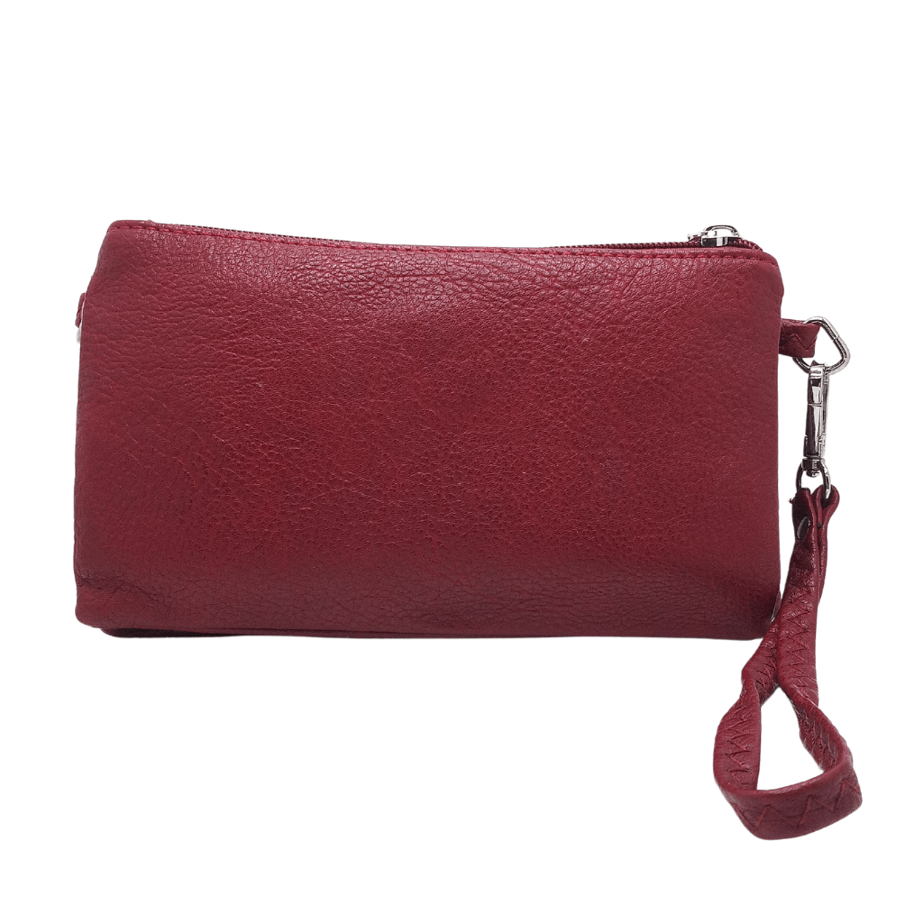 Heart Trinity Tri Zip Pocket Bag- Red