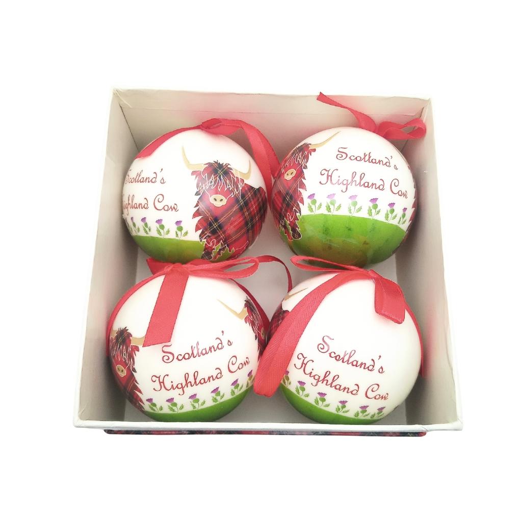 Highland Cow Baubles Gift Box - Set of 4