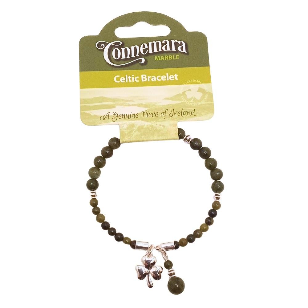 Horseshoe Connemara Marble Shamrock Bracelet