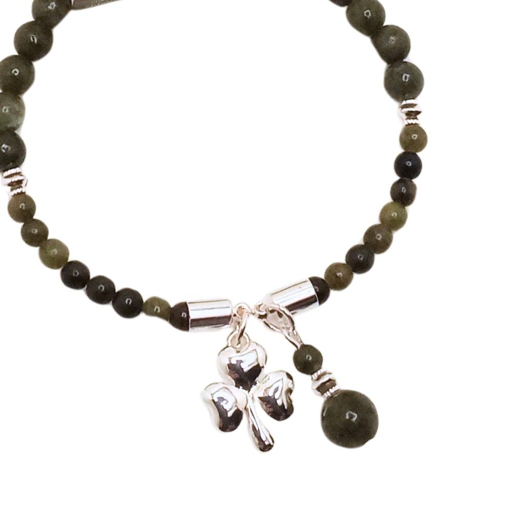 Horseshoe Connemara Marble Shamrock Bracelet