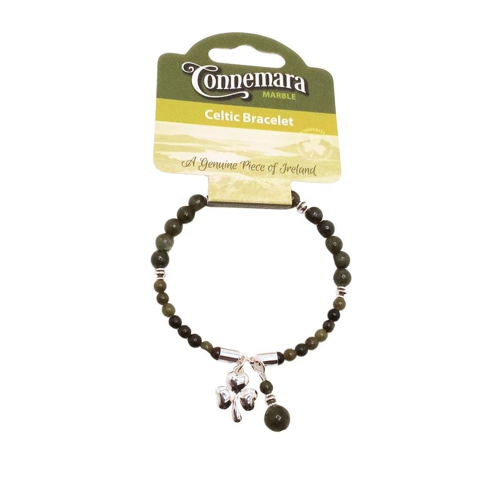 Horseshoe Connemara Marble Shamrock Bracelet