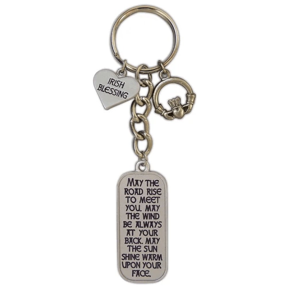 Irish Blessing Keyring with Claddagh Charm