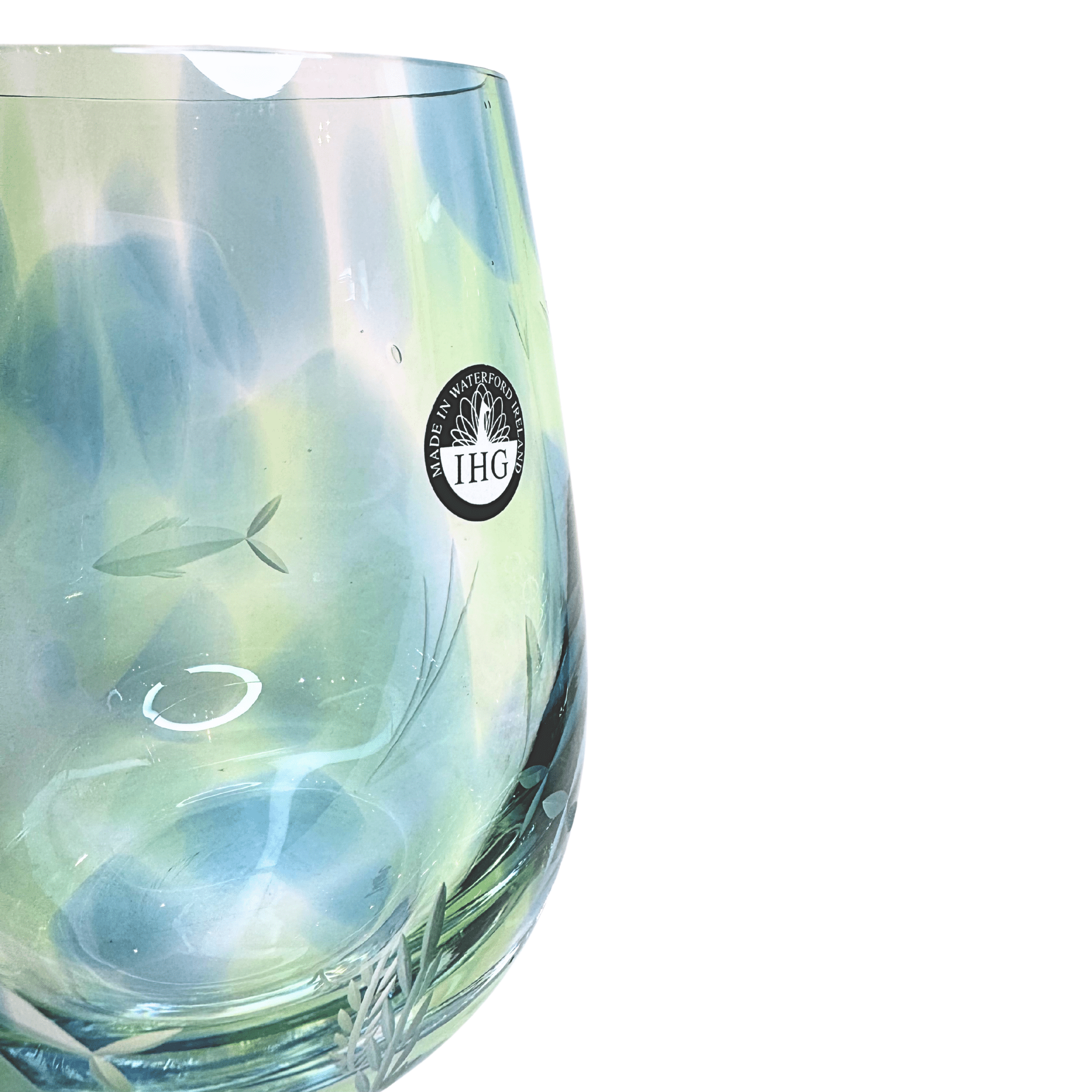 Irish Handmade Glass Company Seagrass Stemless Wine Glass Pair - The Celtic Gift Store - Decor