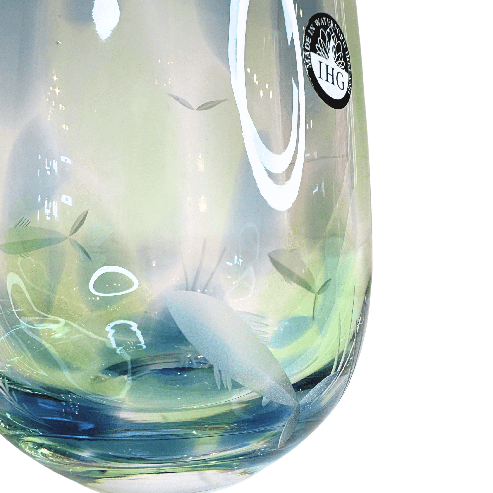 Irish Handmade Glass Company Seagrass Stemless Wine Glass Pair - The Celtic Gift Store - Decor